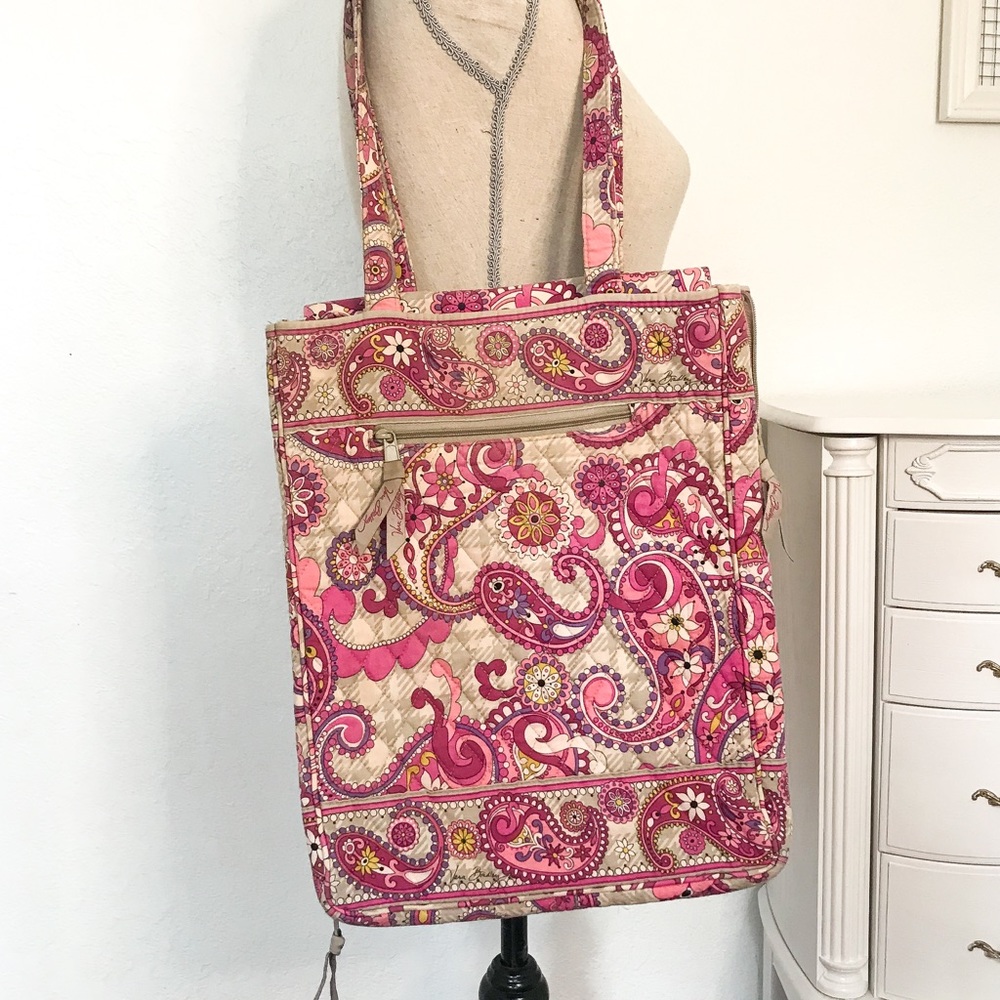 Vera Bradley Laptop Shoulder Bag | Pink Paisley